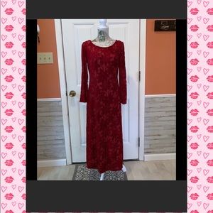 Vintage Melissa Flocked Red Velvet Gown